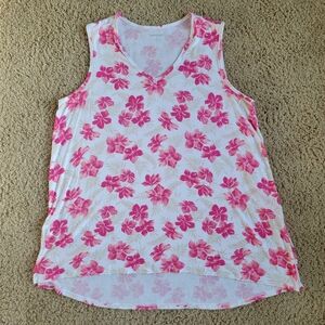 Lands End Tank Top - Large - Floral, Relaxed Fit, Hawaiian - EUC!